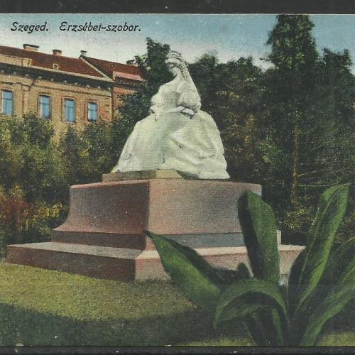 1918.- Szeged - Erzsébet szobor - futott képeslap