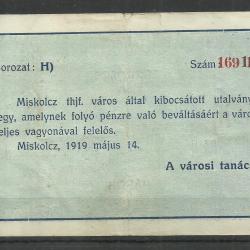 1919.-  10 korona- Miskolcz - használt - Miskolc