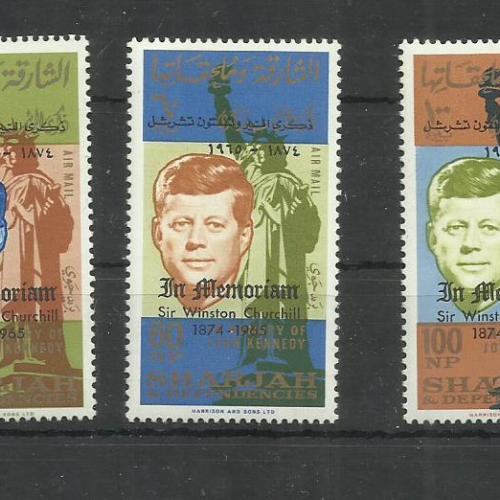 1964.- Sharjah - MNH/** - felülnyomott Churchill, JFK, Szabadság-szobor