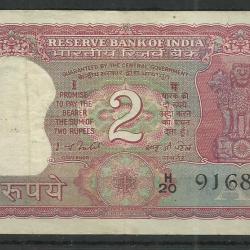 India - 2 rúpia -használt papírpénz - tigris