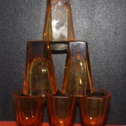 Pálinkás pohár - stampedlis - 6 db - 8 szögű