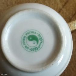 Kínai - Teásbögre - páva minta - dúsan aranyozott - Jing -Jang