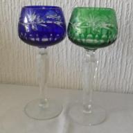 2 db .- Ajka ólomkristálypohár - kék - Zöld - Marsala - szőlő minta