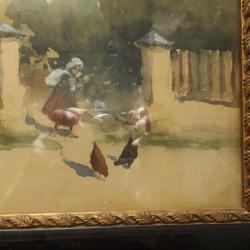 Neogrády Antal:Falusi utca - akvarell