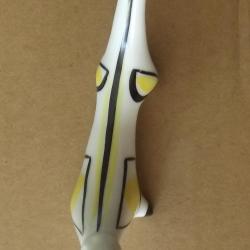 Hollóházi porcelán art deco tacskó, kutya, Hanzéli Jenő terve