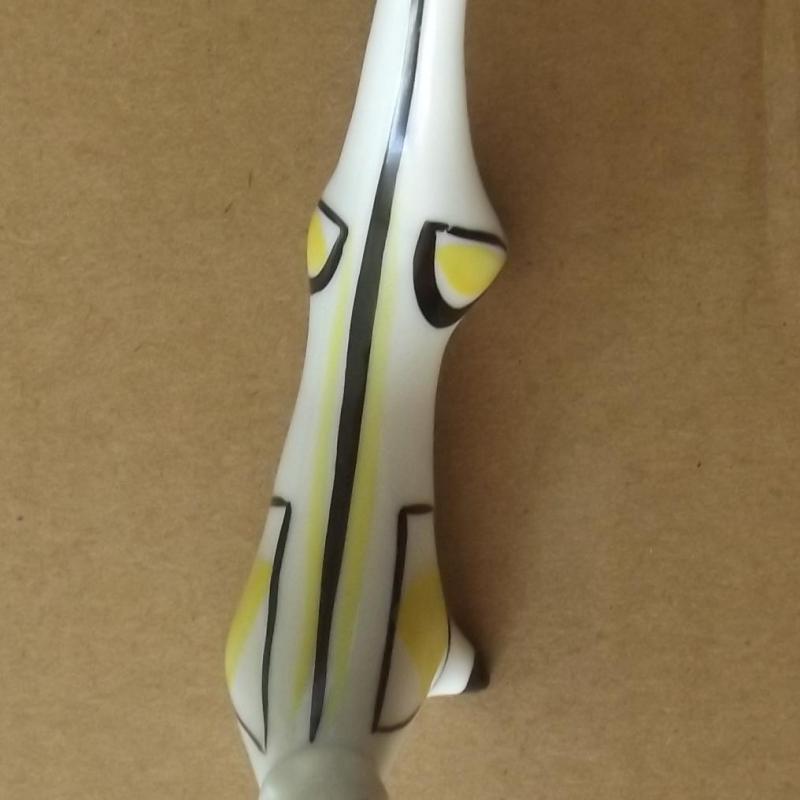 Hollóházi porcelán art deco tacskó, kutya, Hanzéli Jenő terve