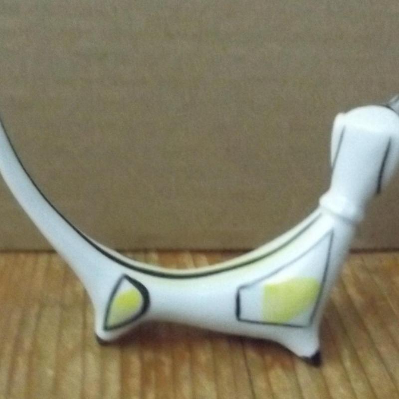 Hollóházi porcelán art deco tacskó, kutya, Hanzéli Jenő terve