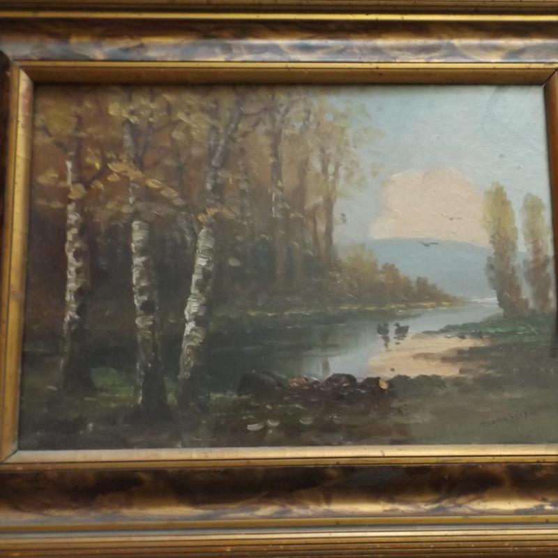 Mesterházy Dénes:Ártér - olajkarton - 35 cm x 25 cm