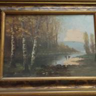Mesterházy Dénes:Ártér - olajkarton - 35 cm x 25 cm
