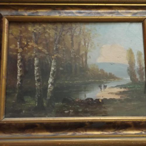Mesterházy Dénes:Ártér - olajkarton - 35 cm x 25 cm
