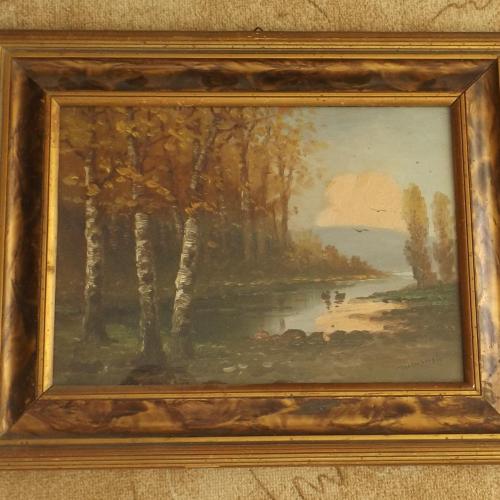Mesterházy Dénes:Ártér - olajkarton - 35 cm x 25 cm