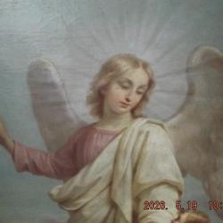 Angyalok óvjanak - nagy méretű olaj vászon festmény