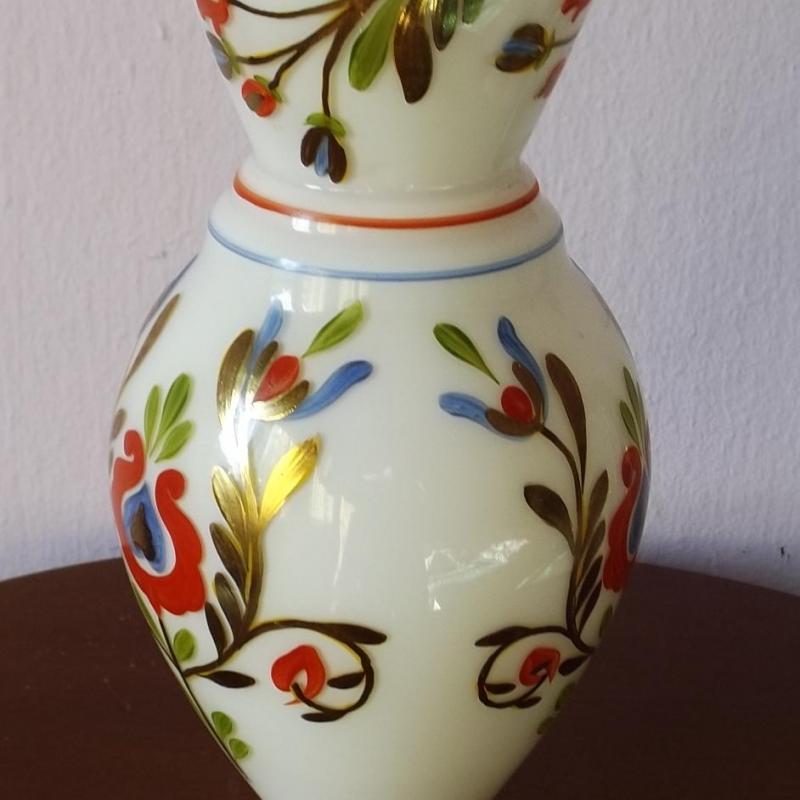 Nagyon régi üvegváza - népi motívum