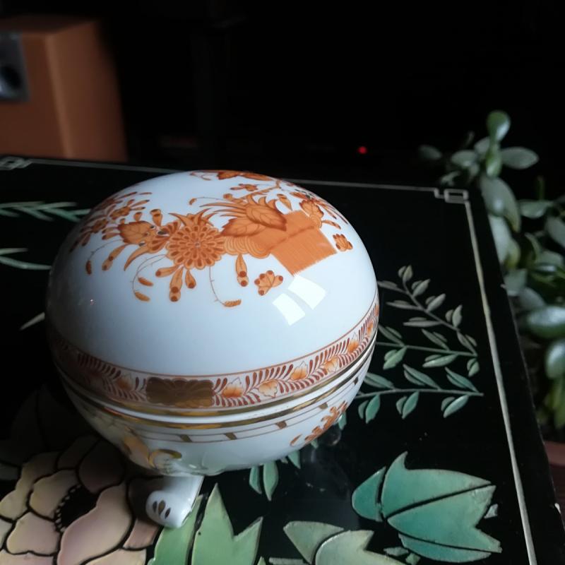 Herendi Indiai kosármintás talpas cukortartó