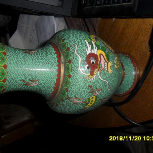 3 db kínai réz rekesz zománcos váza