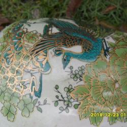 Nagy zöld kínai madaras váza