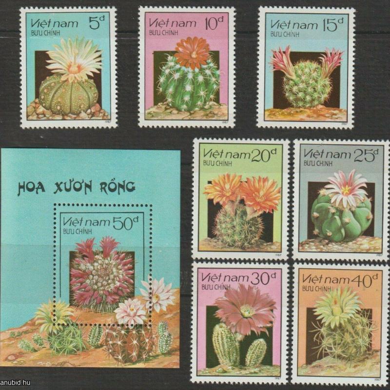 1987.- Vietnám - Kaktusz blokk + sor - MNH/**