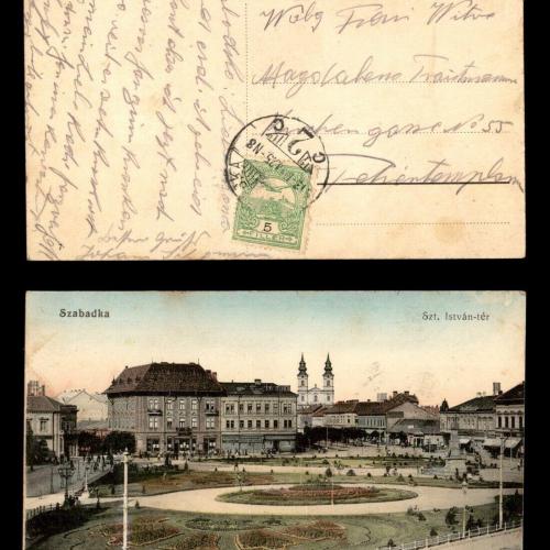 1913.- Szabadka - képeslap - futott - Szt.István tér