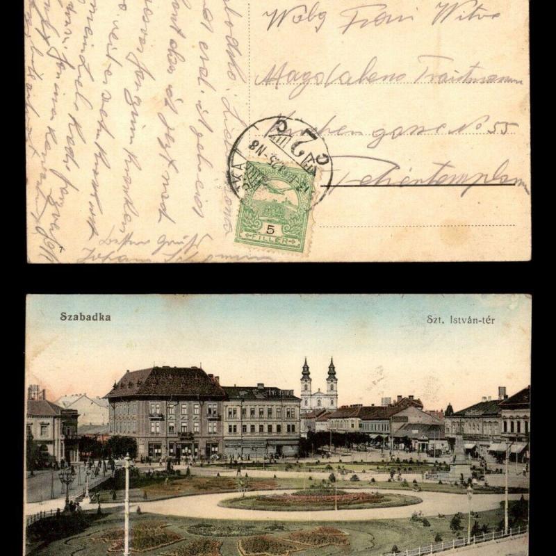 1913.- Szabadka - képeslap - futott - Szt.István tér