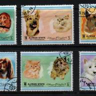 1972.- Ajman state - Kutya -macska sor pecsételt