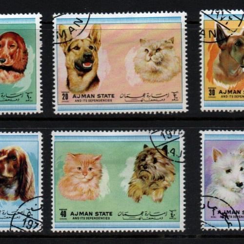 1972.- Ajman state - Kutya -macska sor pecsételt